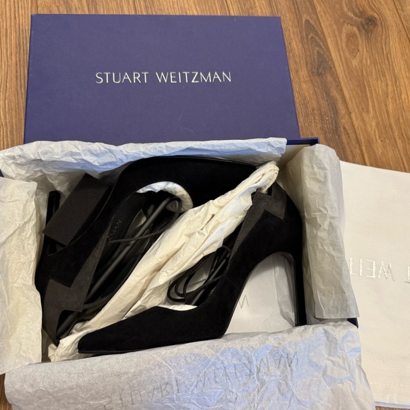 Stuart Weitzman Black Heels with Lace Detail - Picture 2 of 5